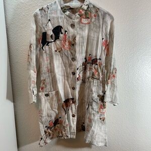 Soft Surroundings Asian Inspired Kimono Blouse Size M